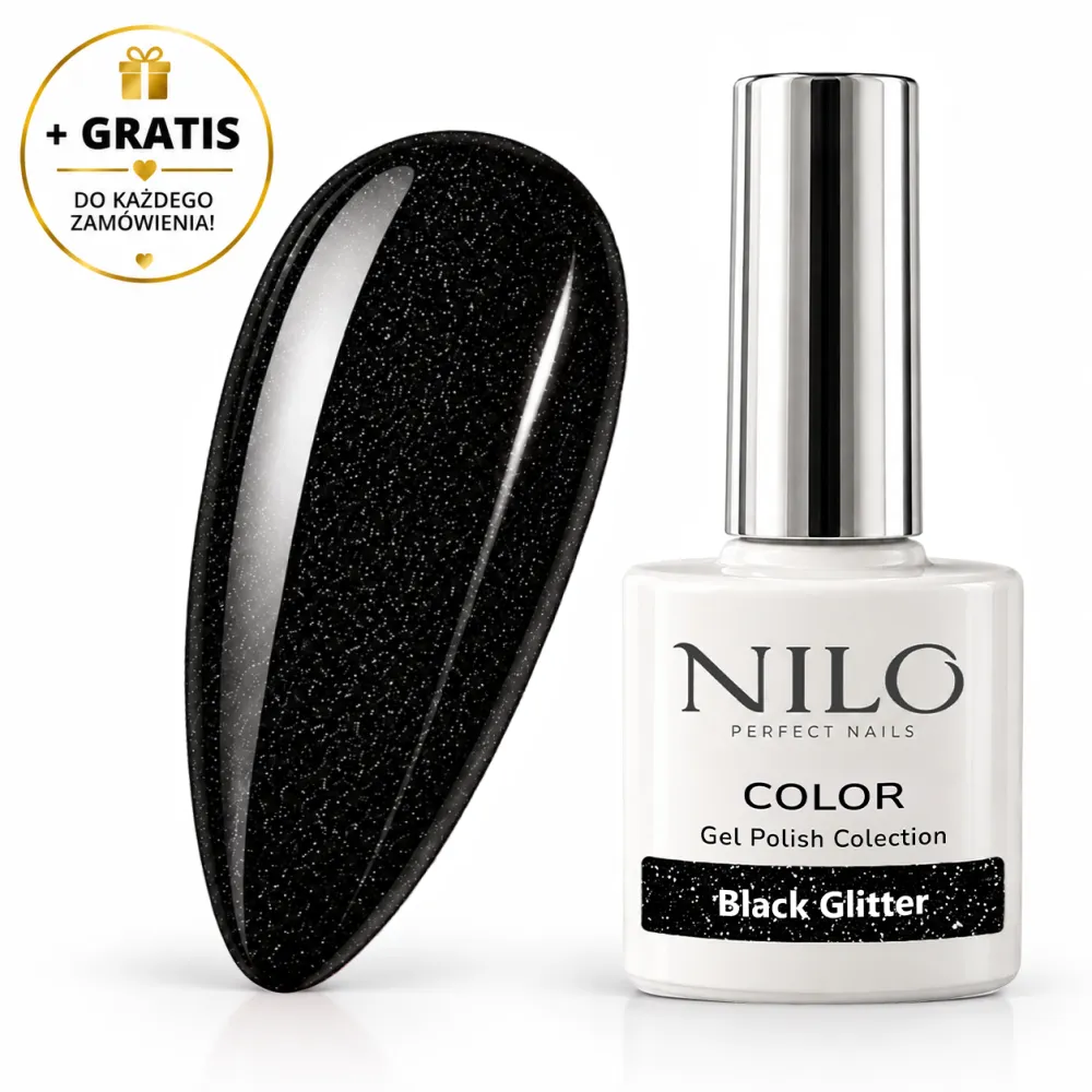 Lakier Hybrydowy Color Black Glitter no.102 NILO Perfect Nails 7ml