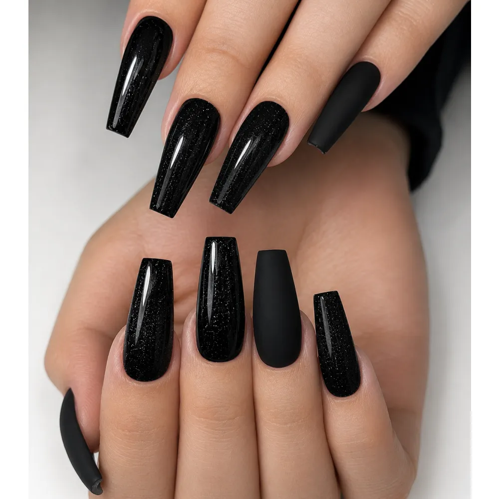 Lakier Hybrydowy Black Glitter – NILO no.102
