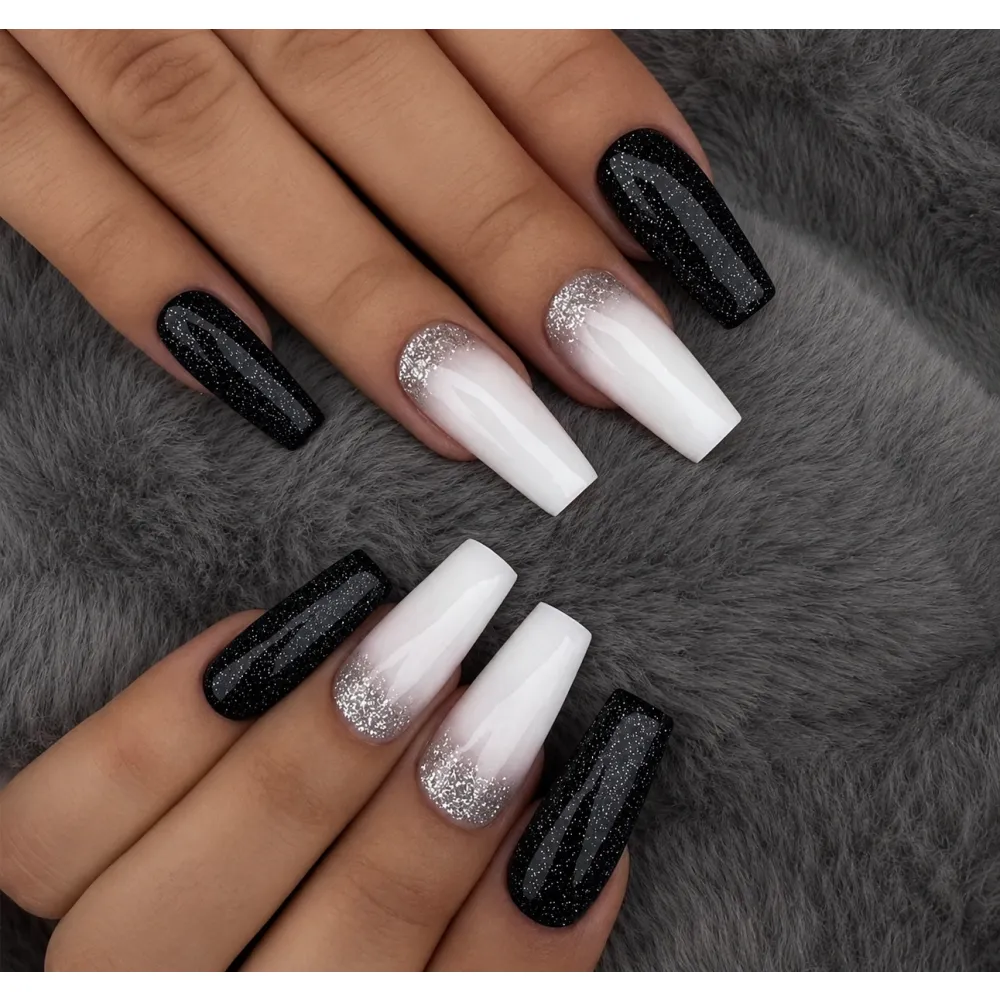 Lakier Hybrydowy Black Glitter – NILO no.102