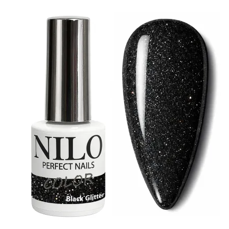 Lakier Hybrydowy Black Glitter – NILO no.102