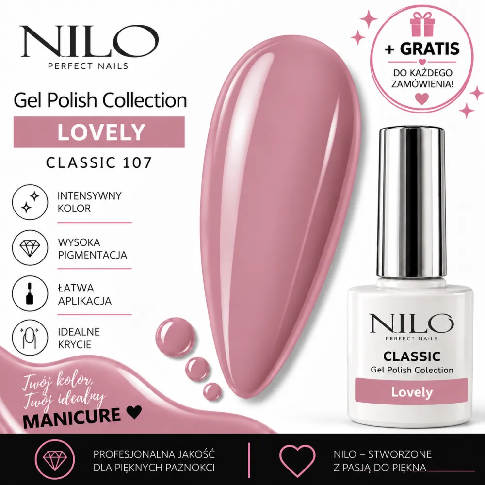 Lakier Hybrydowy Classic Lovely no.107 NILO Perfect Nails 7ml