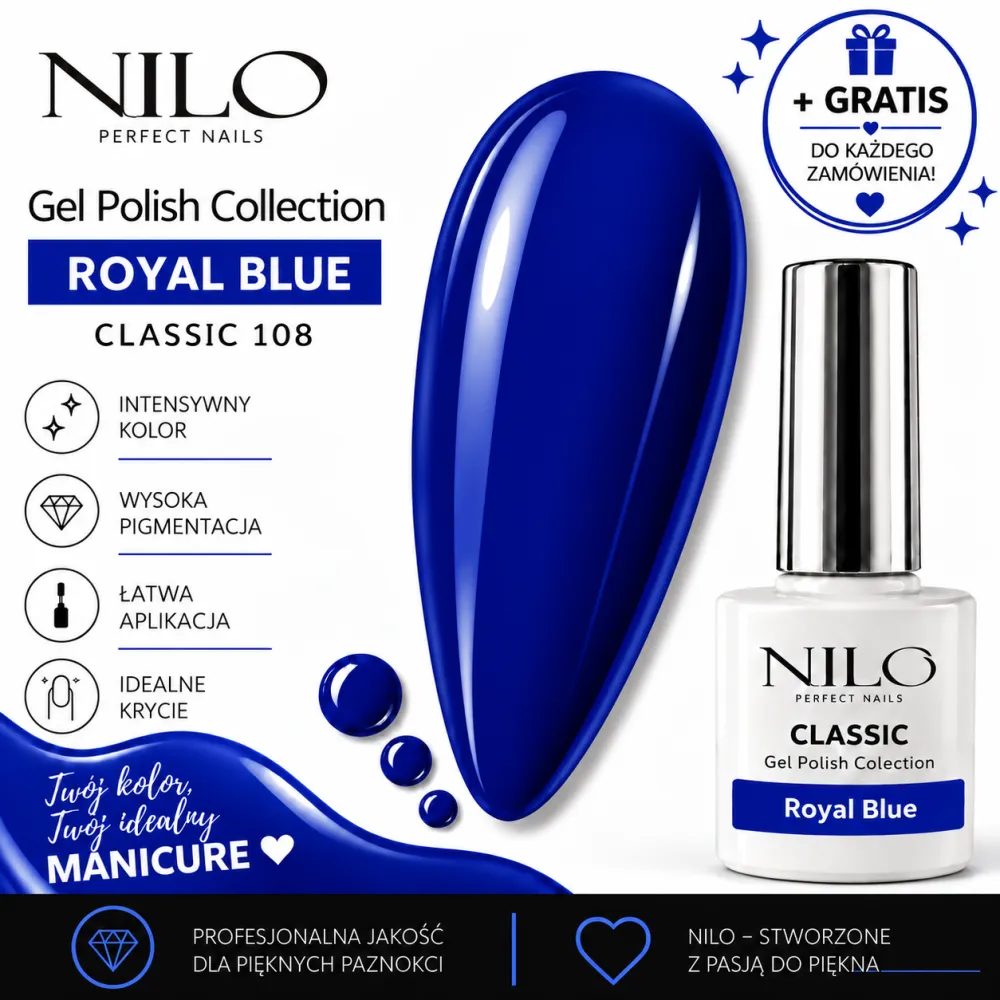 Lakier Hybrydowy Classic Royal Blue no.108 NILO Perfect Nails 7ml