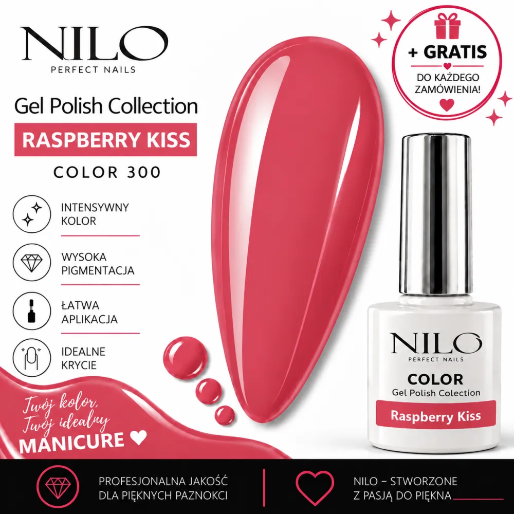 Lakier Hybrydowy Color Raspberry Kiss no.300 NILO Perfect Nails 7ml
