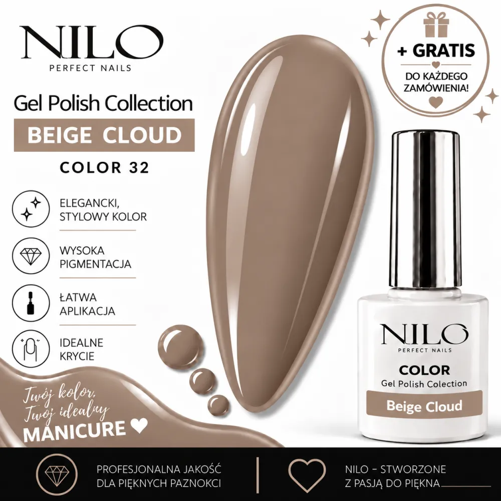 Lakier Hybrydowy Color Beige Cloud no.32 NILO Perfect Nails 7ml